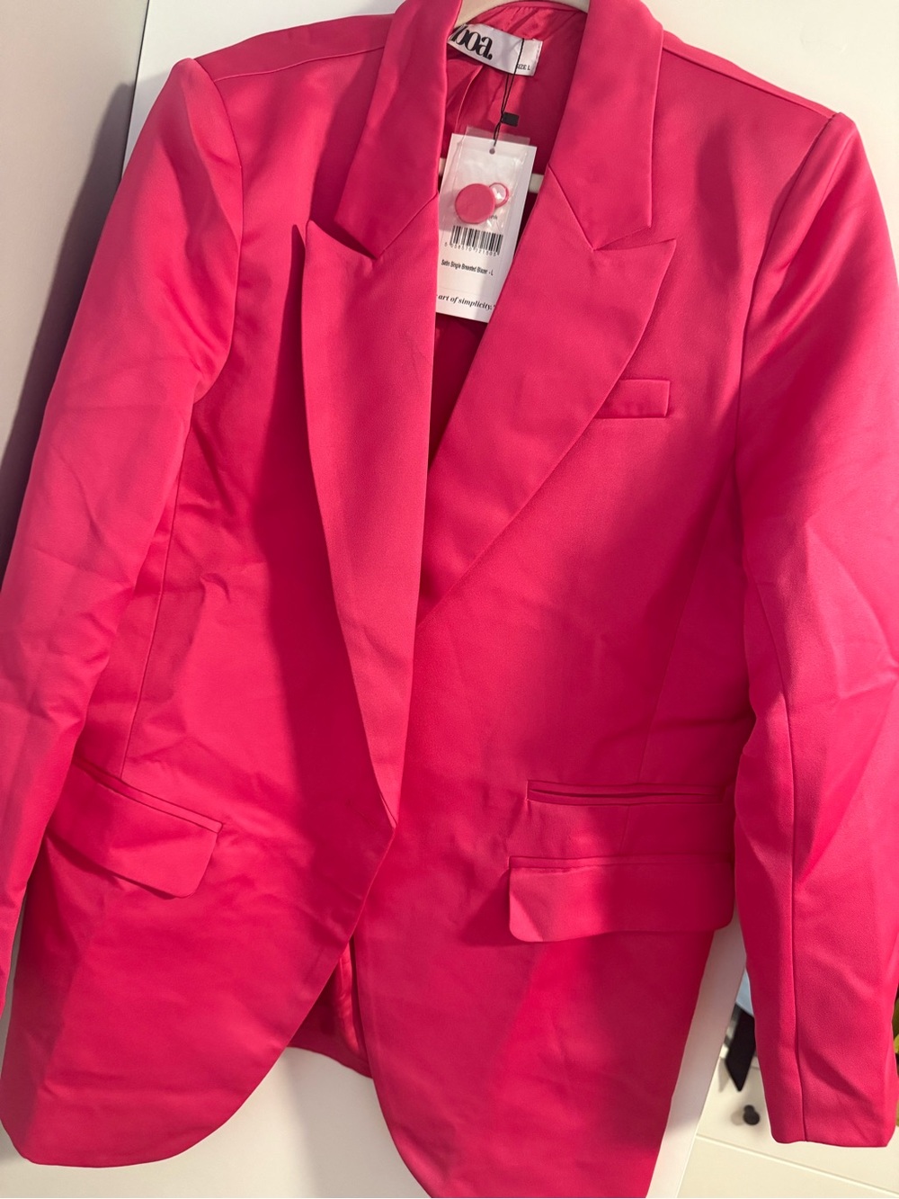 Bright Pink Tailored Blazer - Women's Structured Suit Jacket